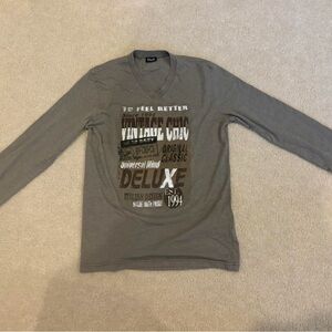 D&G Dolce & Gabbana Gray Graphic Vintage Long Sleeve Tee